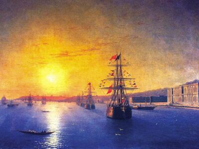 AIK 028 / Ivan Konstantinovich AIVAZOVSKY / Boğaziçi'ndeki Çırağan Sarayı Önünde Osmanlı Donanması, 1875