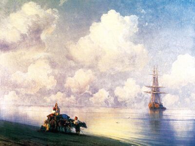 AIK 033 / Ivan Konstantinovich AIVAZOVSKY / Kumsalda Öküz Arabası, 1873