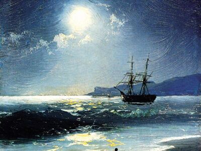 AIK 063 / Ivan Konstantinovich AIVAZOVSKY / Ayışığında Durgun Denizde Seyereden Gemi, 1897