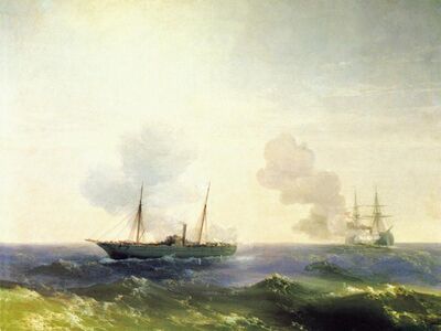 AIK 065 / Ivan Konstantinovich AIVAZOVSKY / Vesta İle Fethi Bülent Gemilerinin-Karadeniz'de Savaşı, 11.06.1877