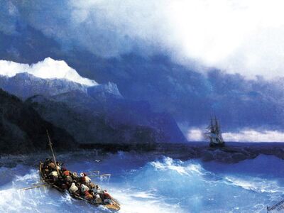 AIK 066 / Ivan Konstantinovich AIVAZOVSKY / Kayalık Sahil Açıklarında Denizde Kurtarma, 1868