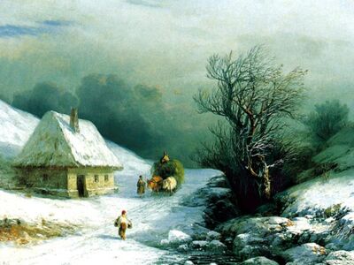 AIK 069 / Ivan Konstantinovich AIVAZOVSKY / Kışın Küçük Rusya Kağnısı, 1866