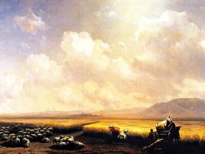 AIK 081 / Ivan Konstantinovich AIVAZOVSKY / Buğday Tarlasında Koyun ve İnekler, 1865