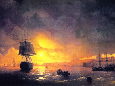 AIK 102 / Ivan Konstantinovich AIVAZOVSKY / Ayışıklı Akşamda Odessa Görünümü, 1846