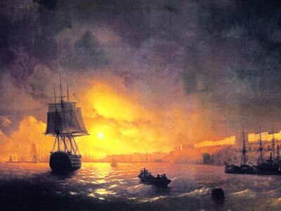 AIK 102 / Ivan Konstantinovich AIVAZOVSKY / Ayışıklı Akşamda Odessa Görünümü, 1846