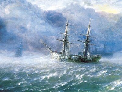 AIK 111 / Ivan Konstantinovich AIVAZOVSKY / Buzlu Fırtınalı Denizde Gemi, 1886