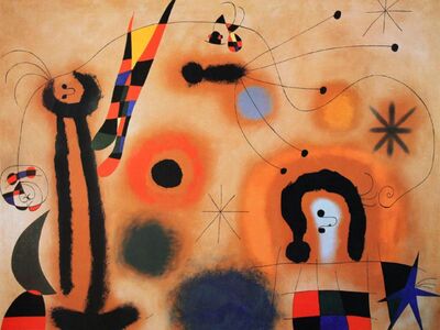 MJO 006 / Joan MIRO / Libelle Mit Roten Flügeln Eine Schlange Jagend