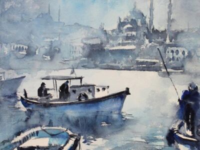 OZB 057 / Burhan ÖZER / Suluboya Tekneler ve İstanbul