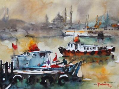 OZB 065 / Burhan ÖZER / Suluboya Tekneler ve İstanbul