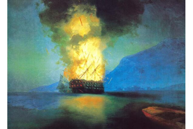 AIK 008 / Ivan Konstantinovich AIVAZOVSKY / Patlayan Gemi, 1900 AIK 008 / Ivan Konstantinovich AIVAZOVSKY / Patlayan Gemi, 1900