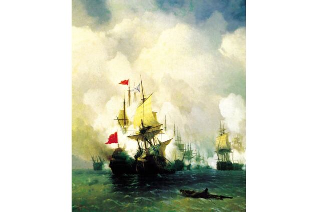 AIK 010 / Ivan Konstantinovich AIVAZOVSKY / Sakız Adasında Deniz Savaşı, 1848 AIK 010 / Ivan Konstantinovich AIVAZOVSKY / Sakız Adasında Deniz Savaşı, 1848