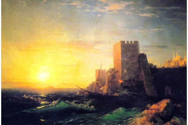 AIK 014 / Ivan Konstantinovich AIVAZOVSKY / Boğaziçi Kıyılarında Kuleler, 1859 AIK 014 / Ivan Konstantinovich AIVAZOVSKY / Boğaziçi Kıyılarında Kuleler, 1859