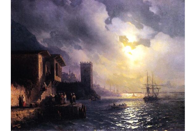 AIK 025 / Ivan Konstantinovich AIVAZOVSKY / Ayışıklı Gecede Osmanlı Sahil Sahnesi Kaprisi, 1867 AIK 025 / Ivan Konstantinovich AIVAZOVSKY / Ayışıklı Gecede Osmanlı Sahil Sahnesi Kaprisi, 1867