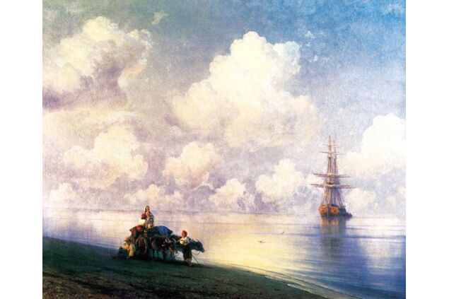 AIK 033 / Ivan Konstantinovich AIVAZOVSKY / Kumsalda Öküz Arabası, 1873 AIK 033 / Ivan Konstantinovich AIVAZOVSKY / Kumsalda Öküz Arabası, 1873