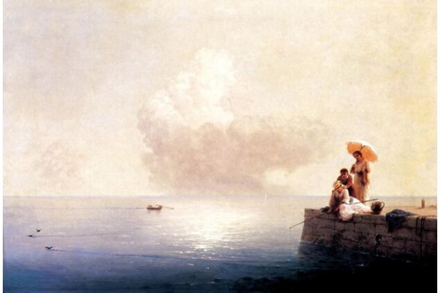 AIK 045 / Ivan Konstantinovich AIVAZOVSKY / Su Kıyısında Balık Tutan Kibar Bayanlar, 1870 AIK 045 / Ivan Konstantinovich AIVAZOVSKY / Su Kıyısında Balık Tutan Kibar Bayanlar, 1870