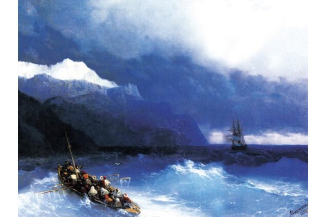 AIK 066 / Ivan Konstantinovich AIVAZOVSKY / Kayalık Sahil Açıklarında Denizde Kurtarma, 1868 AIK 066 / Ivan Konstantinovich AIVAZOVSKY / Kayalık Sahil Açıklarında Denizde Kurtarma, 1868