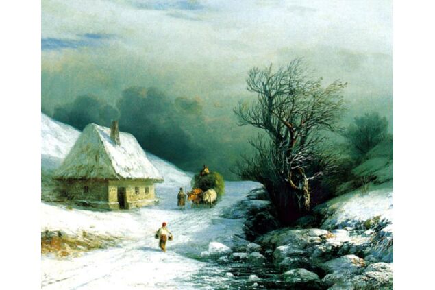 AIK 069 / Ivan Konstantinovich AIVAZOVSKY / Kışın Küçük Rusya Kağnısı, 1866 AIK 069 / Ivan Konstantinovich AIVAZOVSKY / Kışın Küçük Rusya Kağnısı, 1866