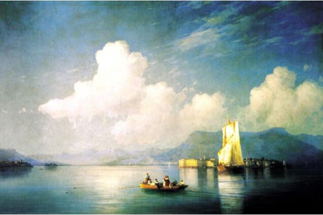 AIK 077 / Ivan Konstantinovich AIVAZOVSKY / Akşam Maggiore Gölü, 1858 AIK 077 / Ivan Konstantinovich AIVAZOVSKY / Akşam Maggiore Gölü, 1858