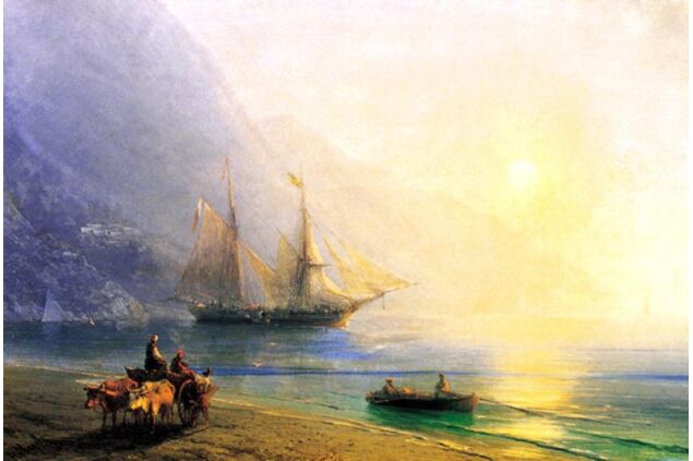 AIK 078 / Ivan Konstantinovich AIVAZOVSKY / Kırım Sahilinde Erzak Yüklemesi, 1876 AIK 078 / Ivan Konstantinovich AIVAZOVSKY / Kırım Sahilinde Erzak Yüklemesi, 1876