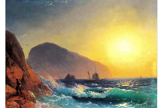 AIK 080 / Ivan Konstantinovich AIVAZOVSKY / Kırım Sahlinden Denizi Seyreden Pushkin, 1889 AIK 080 / Ivan Konstantinovich AIVAZOVSKY / Kırım Sahlinden Denizi Seyreden Pushkin, 1889