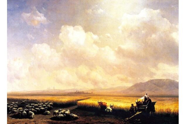 AIK 081 / Ivan Konstantinovich AIVAZOVSKY / Buğday Tarlasında Koyun ve İnekler, 1865 AIK 081 / Ivan Konstantinovich AIVAZOVSKY / Buğday Tarlasında Koyun ve İnekler, 1865