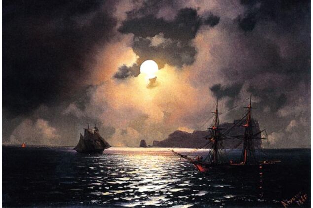 AIK 091 / Ivan Konstantinovich AIVAZOVSKY / Ayışıklı Gecede Gemiler, 1865 AIK 091 / Ivan Konstantinovich AIVAZOVSKY / Ayışıklı Gecede Gemiler, 1865