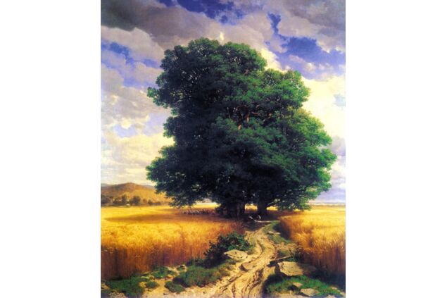 CAL 001 / Alexander CALAME / Meşe Ağacı ve Manzara, 1859 CAL 001 / Alexander CALAME / Meşe Ağacı ve Manzara, 1859